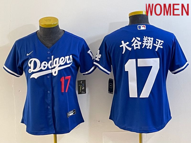 Women Los Angeles Dodgers #17 Ohtani Blue Nike Game MLB Jersey style 7